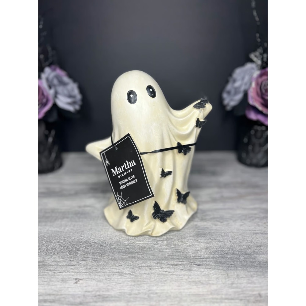 Martha Stewart GHOST MOTHS Halloween Figurine White 8 1/2 INCHES Resin NWT